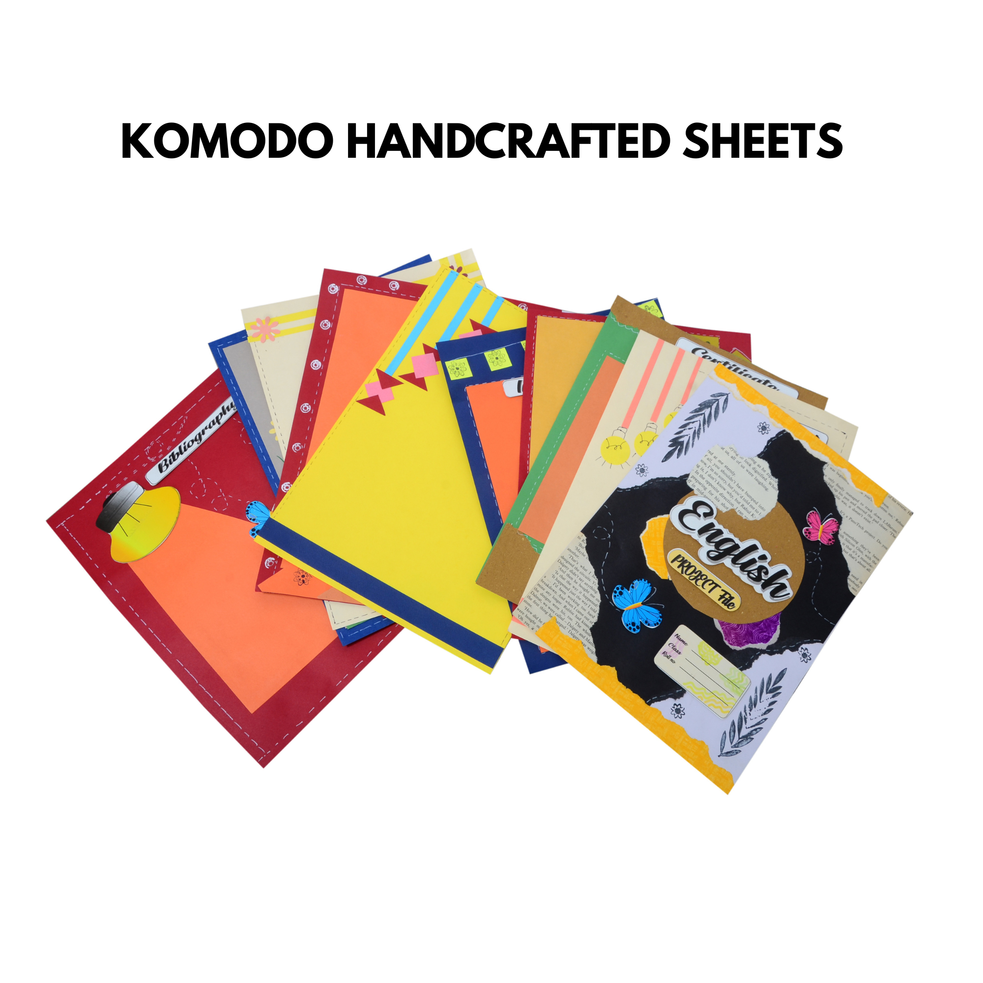 KOMODO Handcrafted Sheets / English / A4 Size Sheets / 180 GSM / Pack For 10 Sheets / Ideal For School Project , Stationery / Students - Image 4