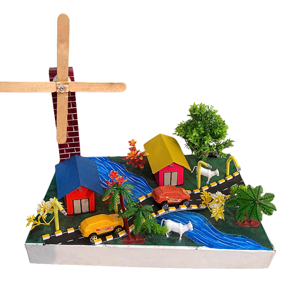 Komodo Craft DIY Windmill Model Kit, 32-Piece Educational Set with Motor, Trees, Lights, Complete Village Scene - Image 4