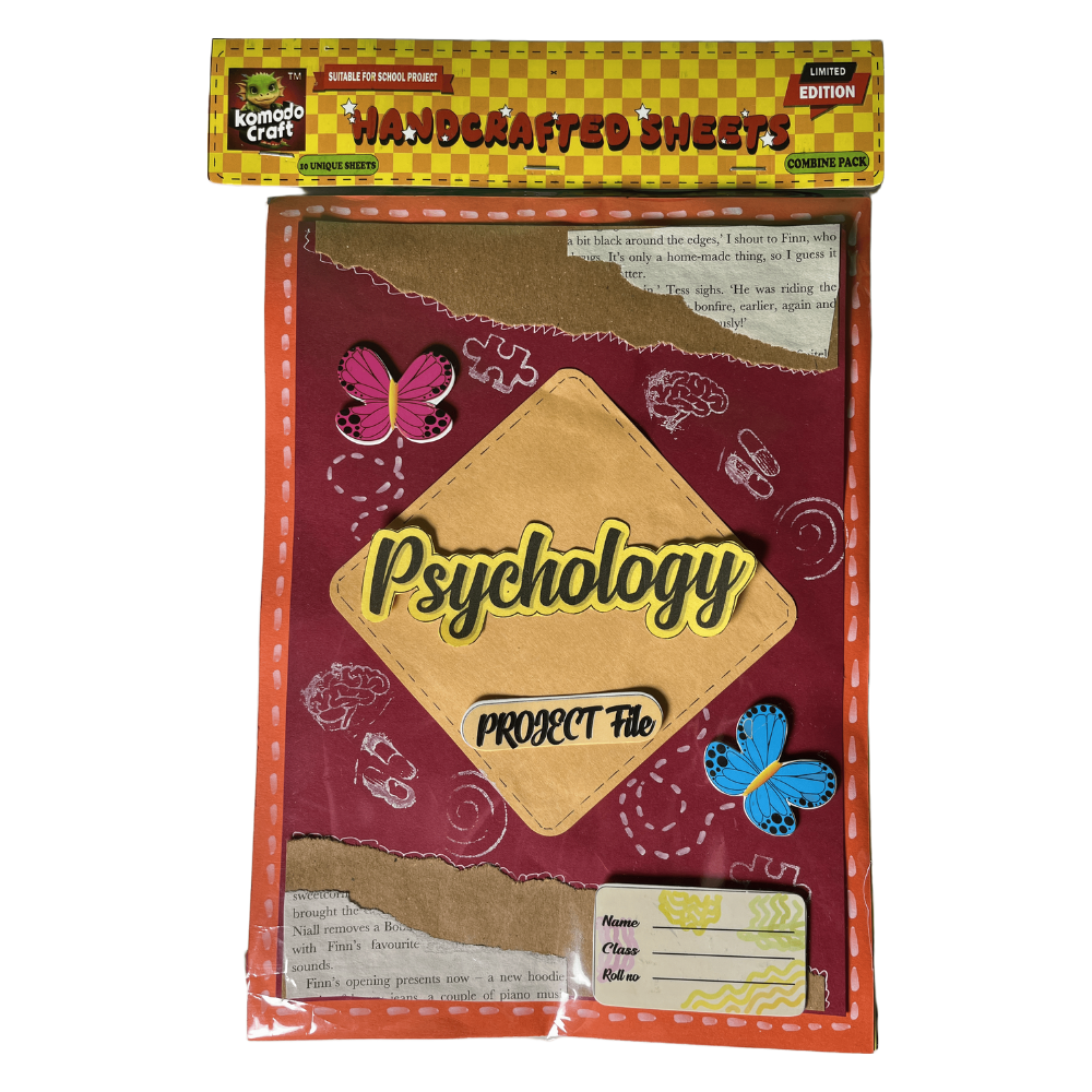 KOMODO Handcrafted Project Sheets / Psychology / A4 Size / 180 GSM / Pack For 10 / Ideal For School Project , Stationery / Students