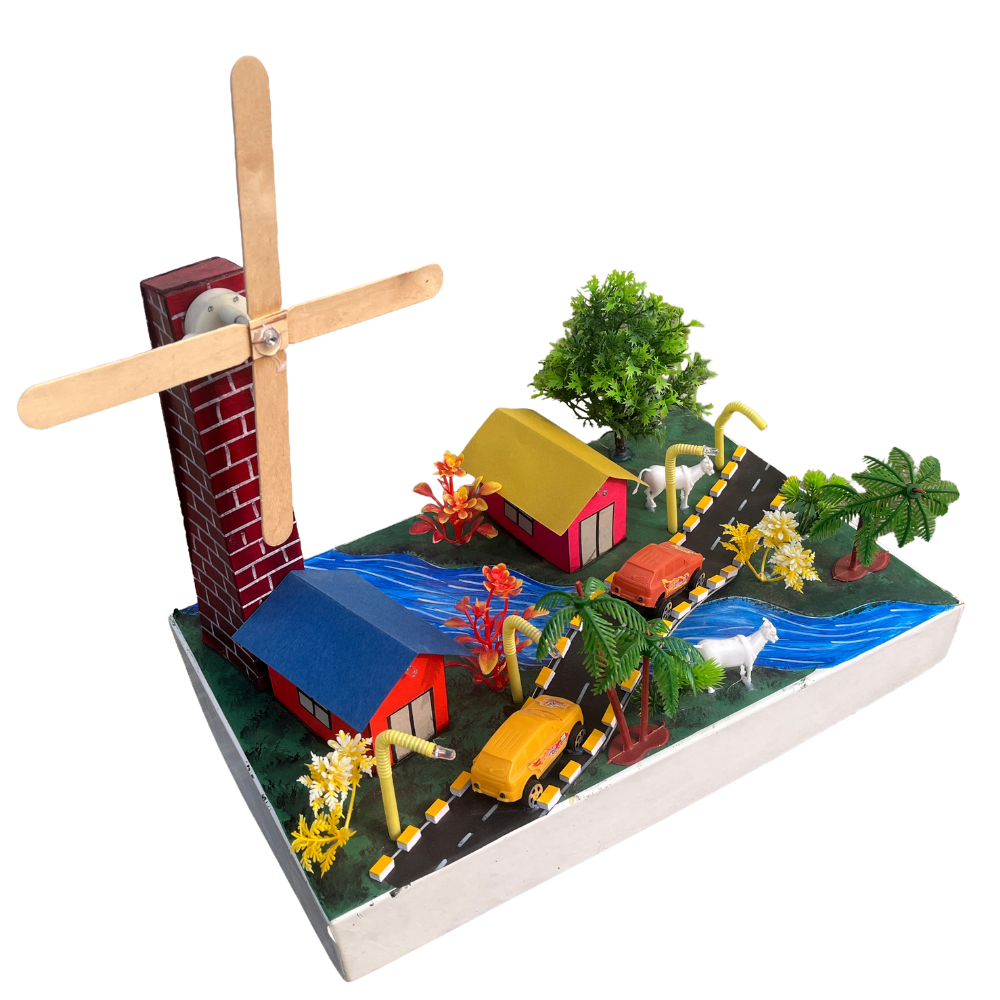 Komodo Craft DIY Windmill Model Kit, 32-Piece Educational Set with Motor, Trees, Lights, Complete Village Scene - Image 3