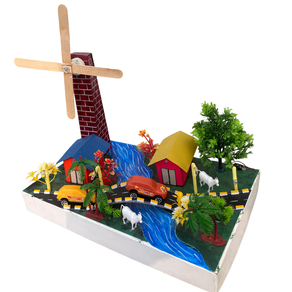 Komodo Craft DIY Windmill Model Kit, 32-Piece Educational Set with Motor, Trees, Lights, Complete Village Scene - Image 2