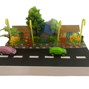 DIY Automatic Day Night Light Science Project Kit with LDR Circuit, 40 x 21 cm Model Set with Cars and Decorations