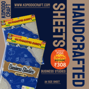 KOMODO Handcrafted Sheets / Business Studies / A4 Size Sheets / 180 GSM / Pack For 10 Sheets / Ideal For School Project , Stationery / Students