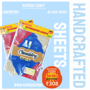 KOMODO Handcrafted Sheets / Chemistry / A4 Size Sheets / 180 GSM / Pack For 10 Sheets / Ideal For School Project , Stationery / Students
