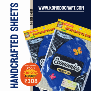 KOMODO Handcrafted Sheets / Economics / A4 Size Sheets / 180 GSM / Pack For 10 Sheets / Ideal For School Project , Stationery / Students