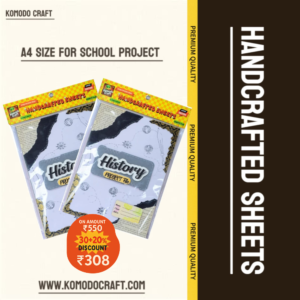 KOMODO Handcrafted Sheets / History / A4 Size Sheets / 180 GSM / Pack For 10 Sheets / Ideal For School Project , Stationery / Students