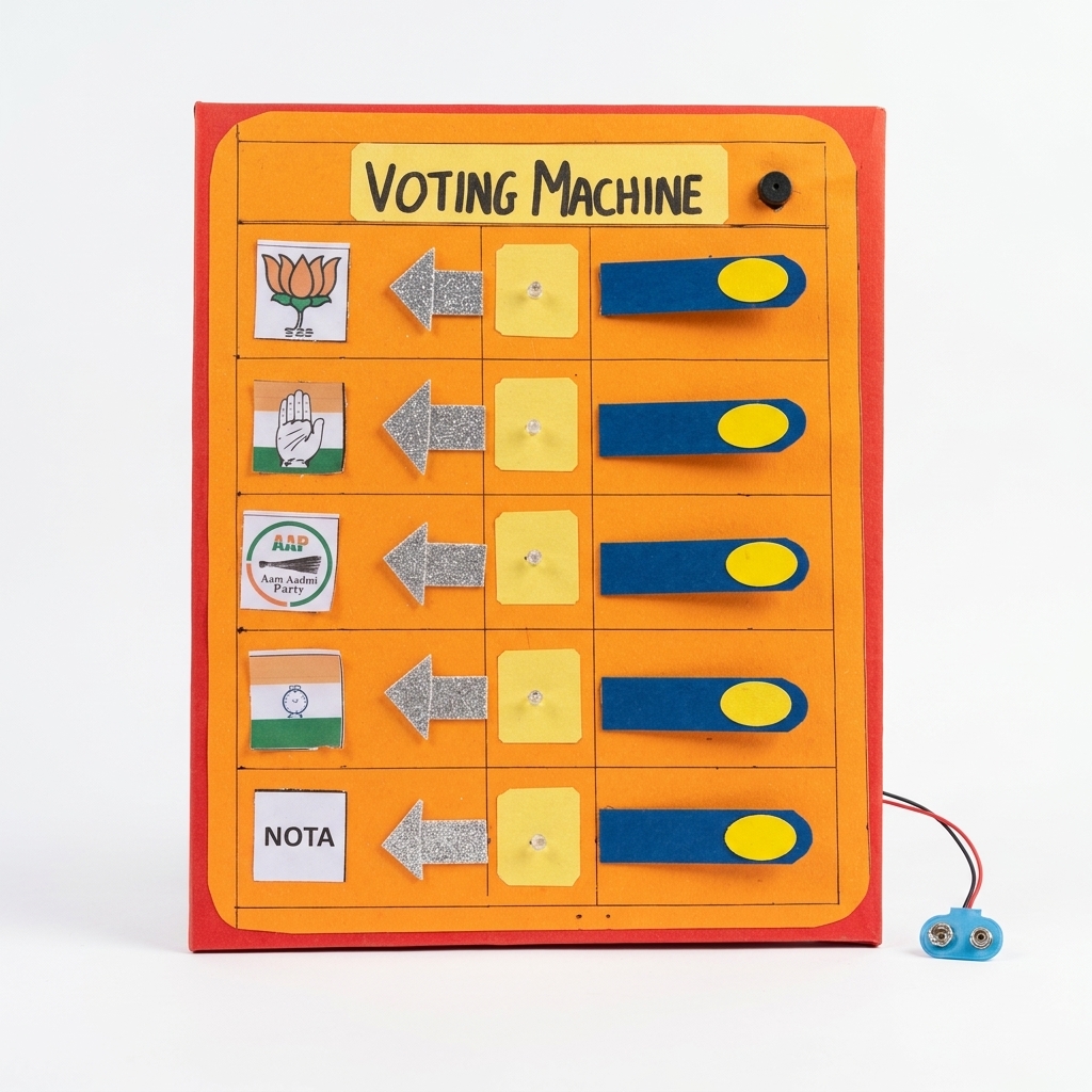 Komodo Craft Electronic Voting Machine (EVM) Working Model for School Project | Science Exhibition STEM Kit | Educational Election Awareness Demo with Buttons & Candidate Panel for Students