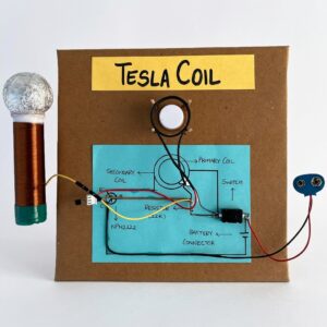 Tesla Coil Model Kit for Students | Wireless Electricity Demonstration Project | Working Mini Tesla Coil with LED Bulb | STEM Science Project for School & College