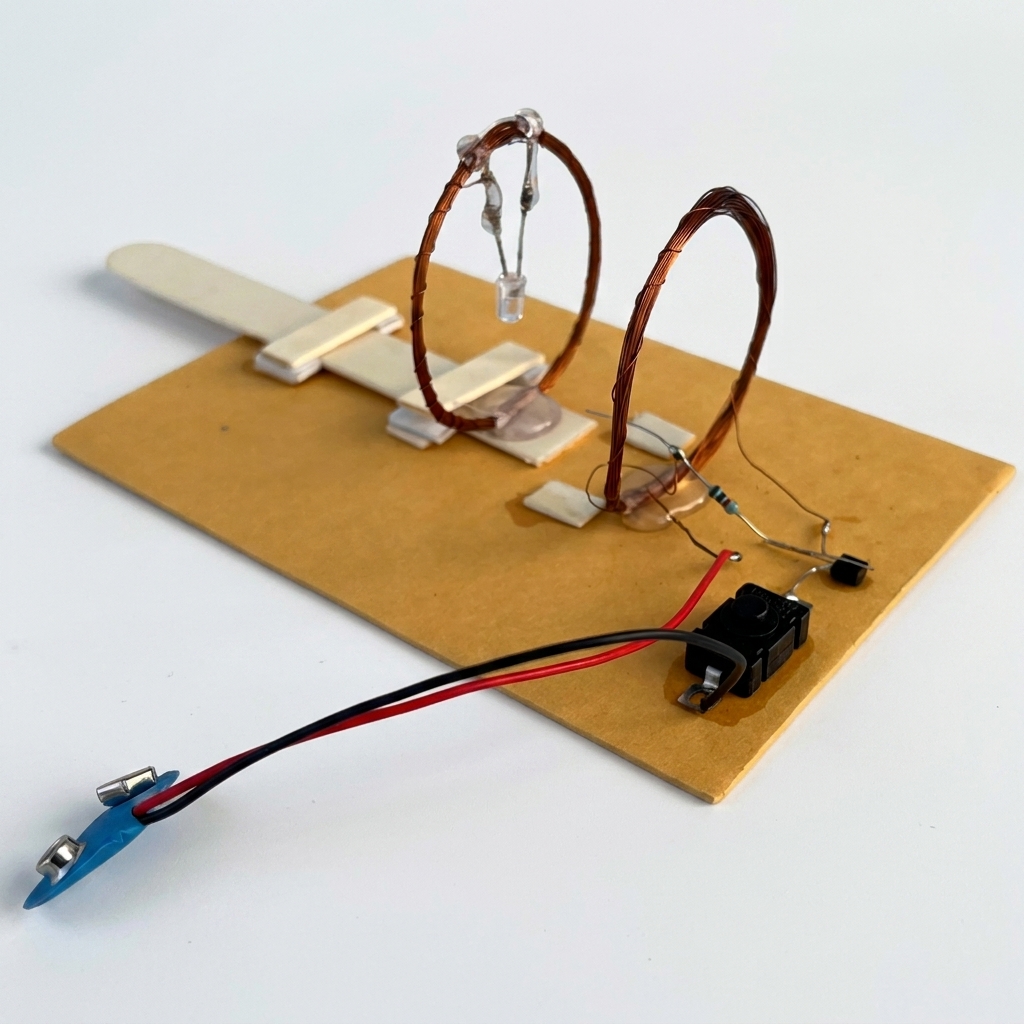 Mutual Induction Model for Students | Electromagnetic Induction Working Project Kit | Wireless Energy Transfer Coil Experiment | STEM Physics Science Project