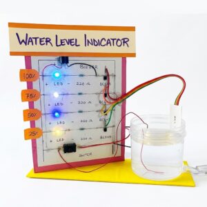 Water level indicator science project kit with LED and buzzer for students
